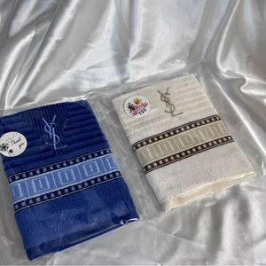 Vintage Yves Saint Laurent Towel,Blue/White